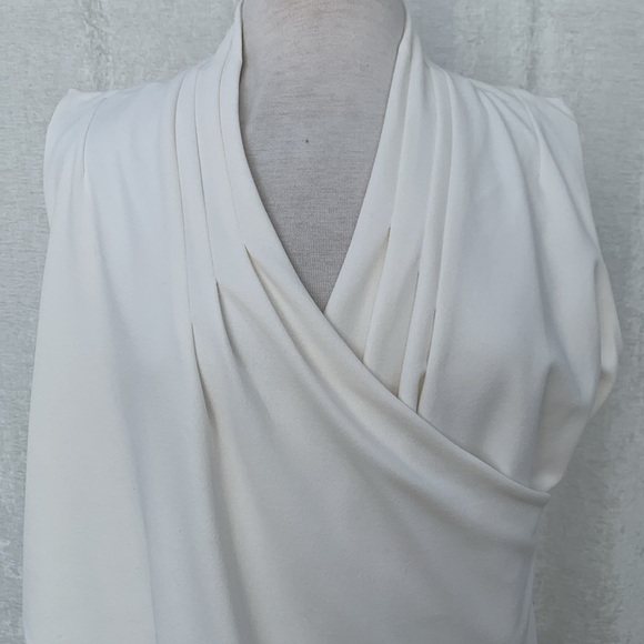 Lauren Ralph Lauren Cream Faux Wrap Draped Sleeveless Top Blouse - Picture 2 of 8